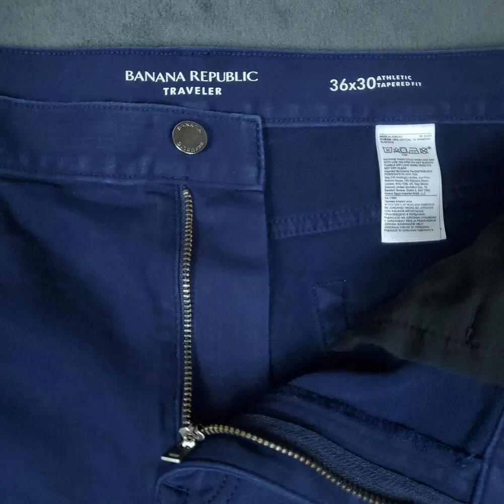 Banana Republic Pants Mens 36x28 Blue Traveler Athletic Tapered Stretch Chino